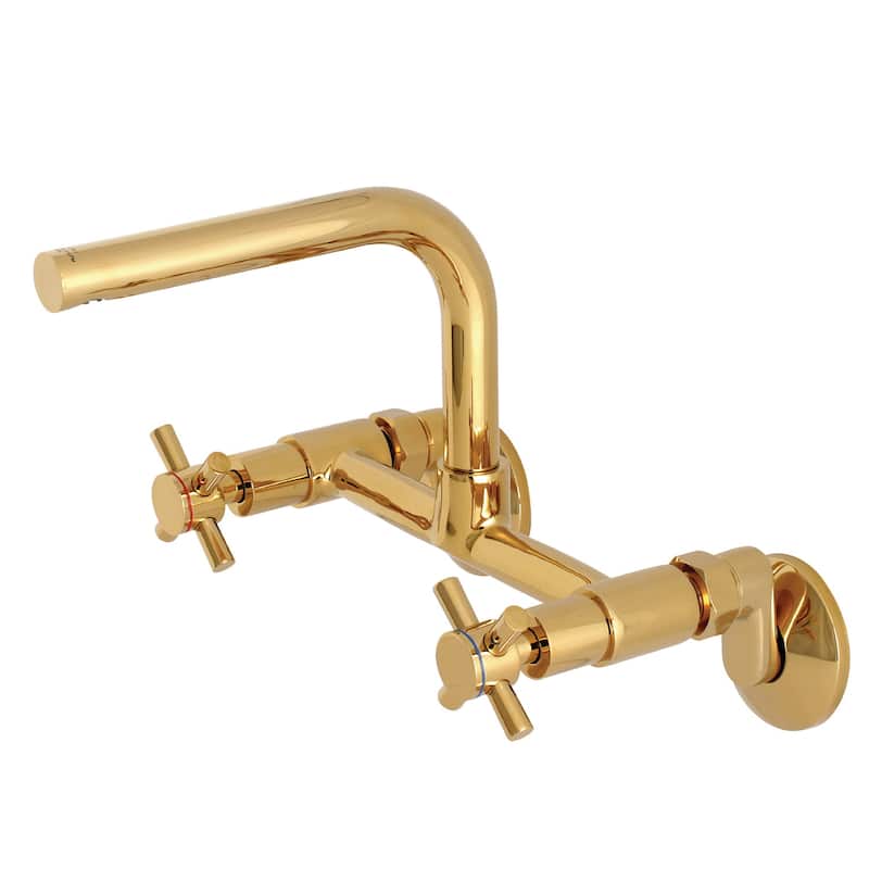 Kingston Brass Concord 8 in. Adjustable Center Wall Mount Kitchen Faucet - Polished Brass