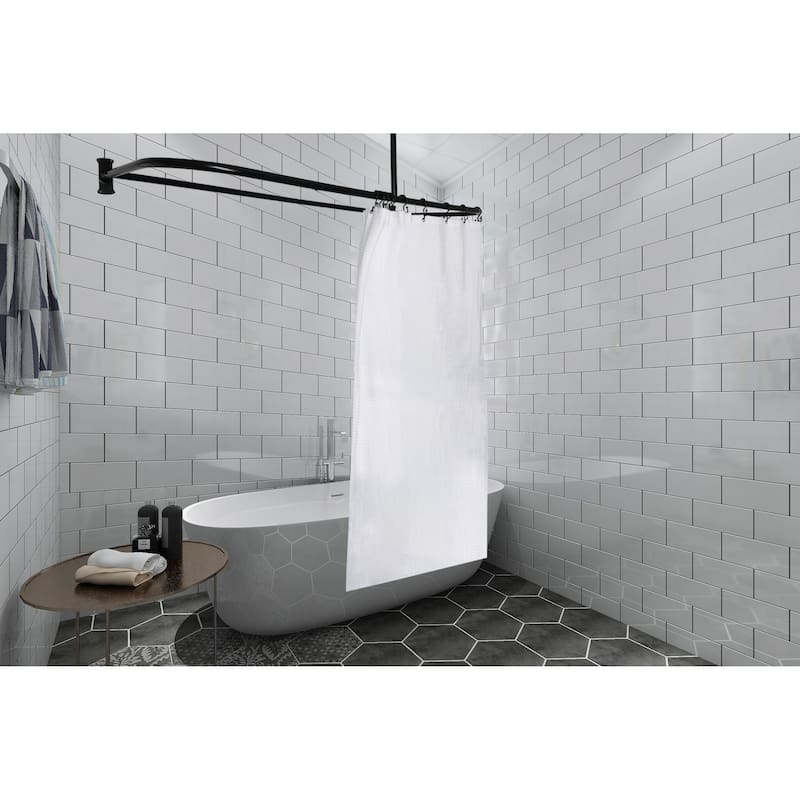 Utopia Alley Rustproof Aluminum D-shape Shower Rod With Ceiling Support for Freestanding Tubs, 60 * 25 in