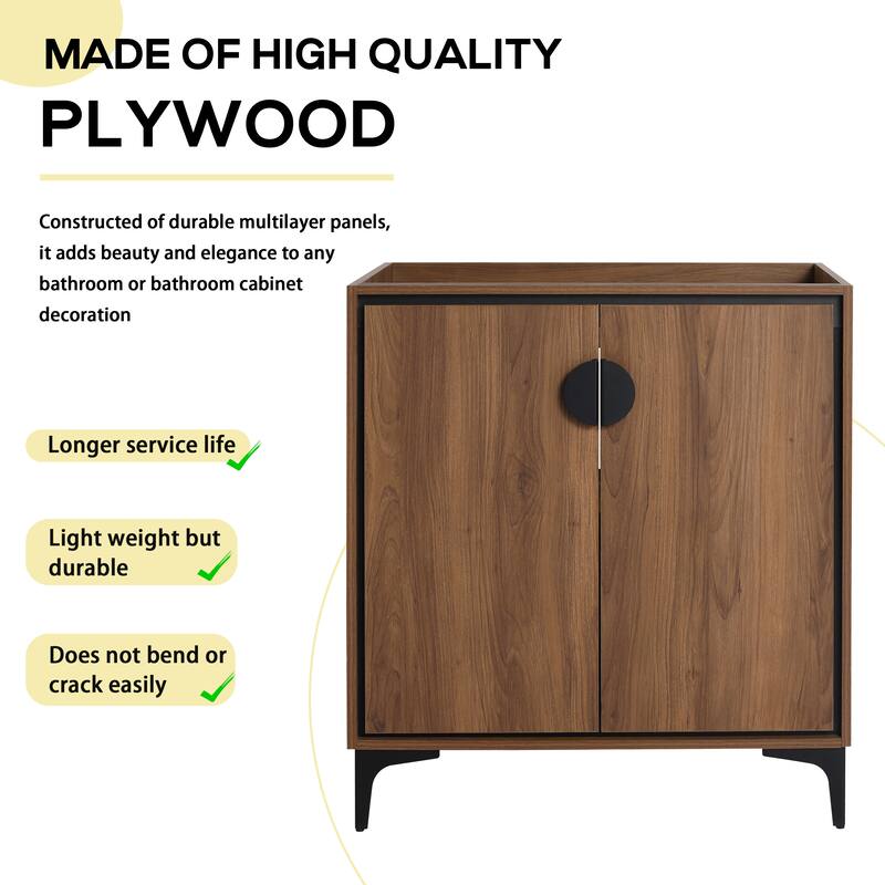 GDFStudio - Levistar Modern Freestanding Bathroom Vanity Cabinet with Soft Close Doors, Metal Tripod, Sink NOT INCLUDED - 30"