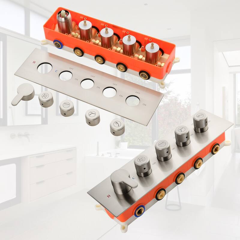 4-Mode Complete 24'' Rain and Waterfall Shower System with 3 Body Jets and Handheld Showerhead