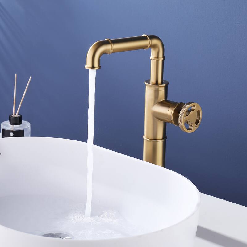 Industrial-style Bathroom Vessel Faucet Single Hole Black with Premium Single Handle
