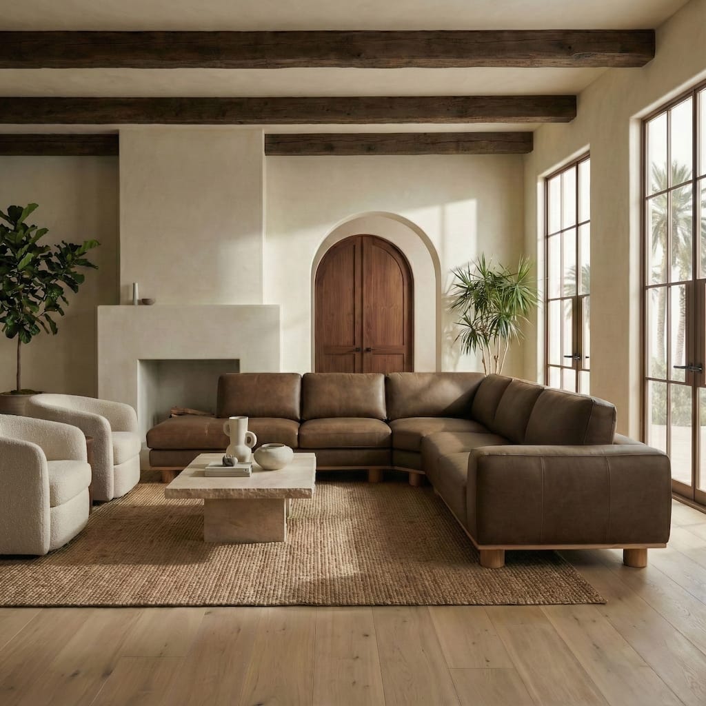 SAFAVIEH Couture Gustav Leather Corner Sectional - 162"W x 87"D x 31"H