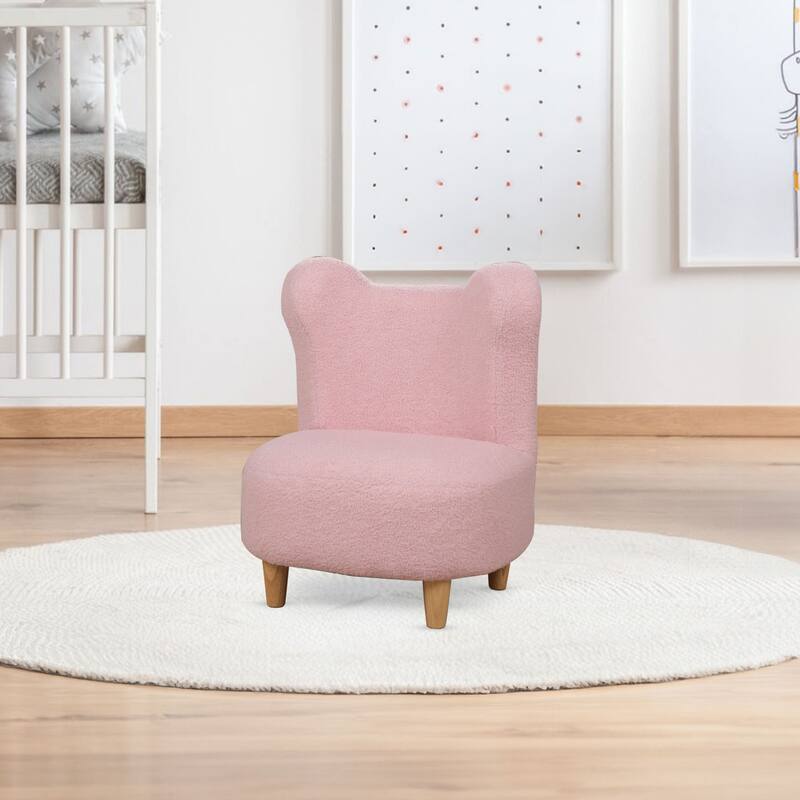 Pink Teddy Bear Kids Chair with Foam Seat and Washable Teddy Fabric