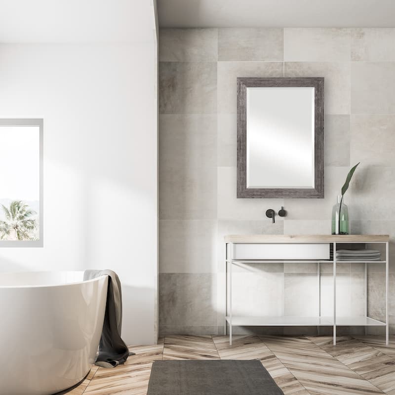 Silver Tones Framed Beveled Mirror