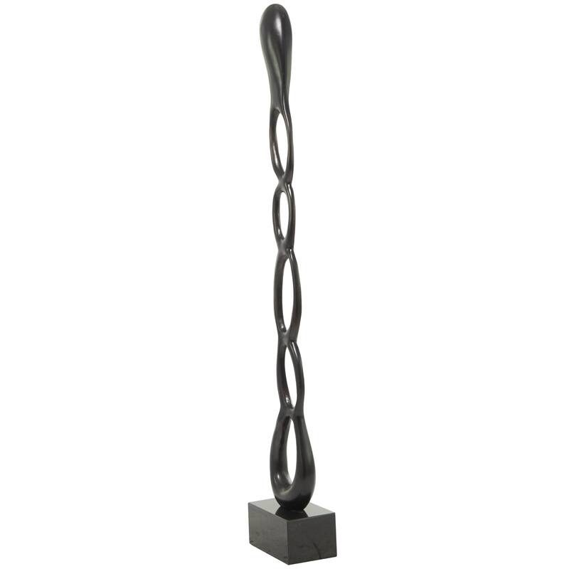 Aluminum Metal Abstract Tall Linked Floor Decorative Sculpture with Black Base - Black, Gold, Silver - Roche River Decor