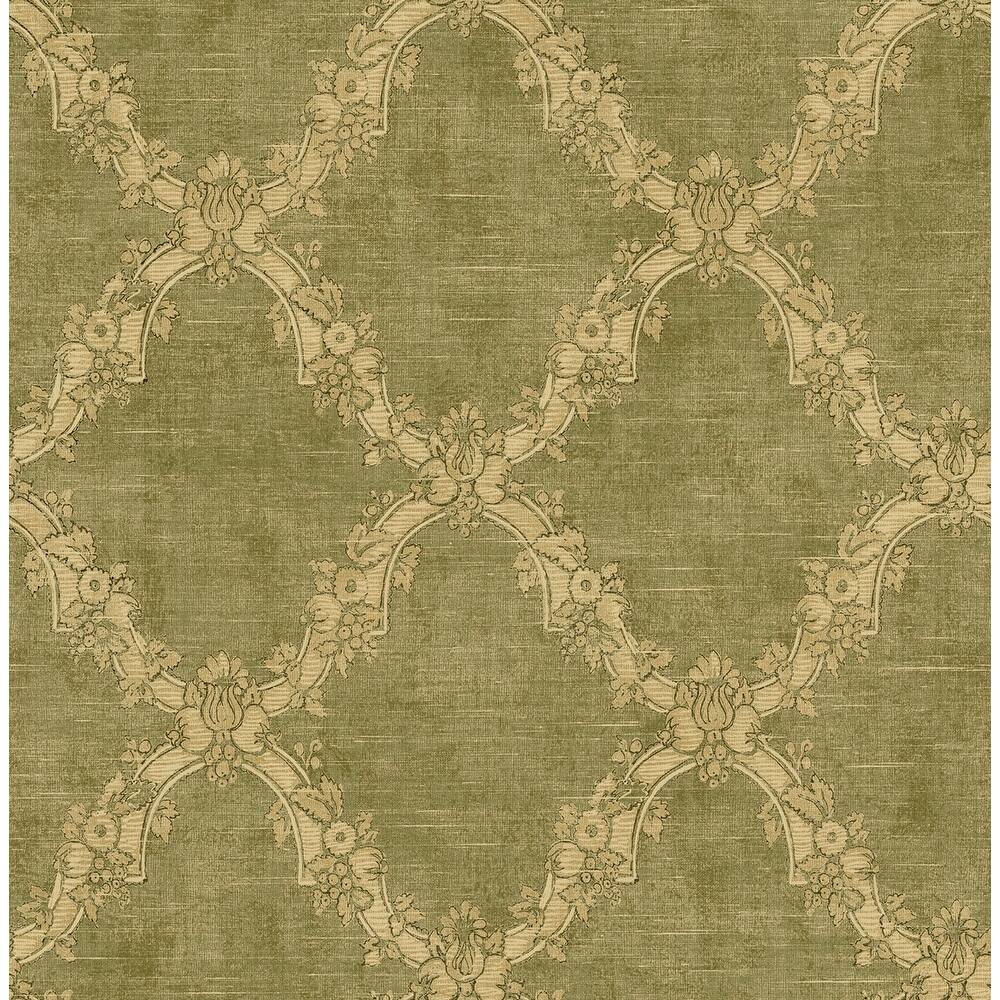 Seabrook Designs Alanis Floral Trellis Unpasted Wallpaper