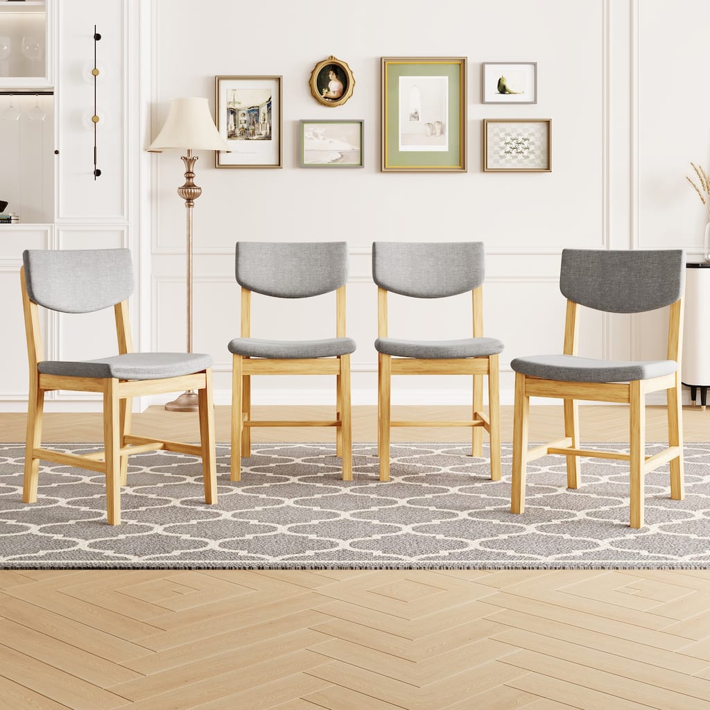 Roomfitters Rustic Farmhouse Dining Chairs Set of 4, Solid Wood Frame Upholstered Side Chairs for Kitchen & Dining Room