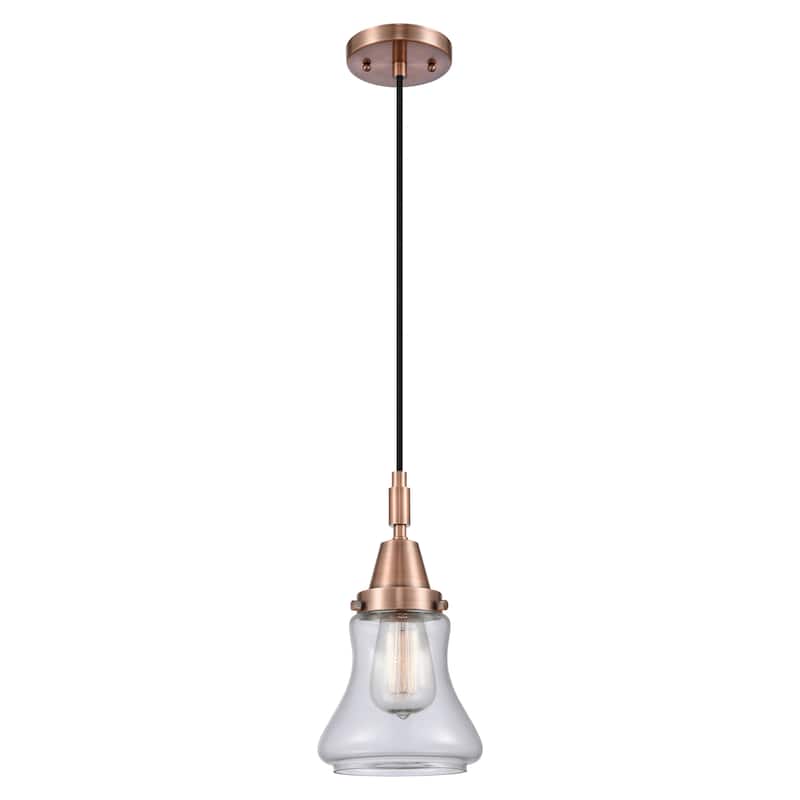 Innovations Lighting Downtown Urban - Caden Bellmont - 1 Light 7" Cord Hung Mini Pendant - Clear Shade/Antique Copper