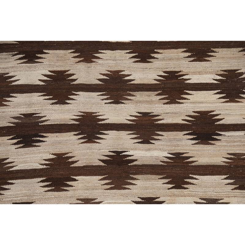 Natural Dye Tribal Kilim Contemporary Area Rug Flat-weave Wool Carpet - 4'9" x 6'7"
