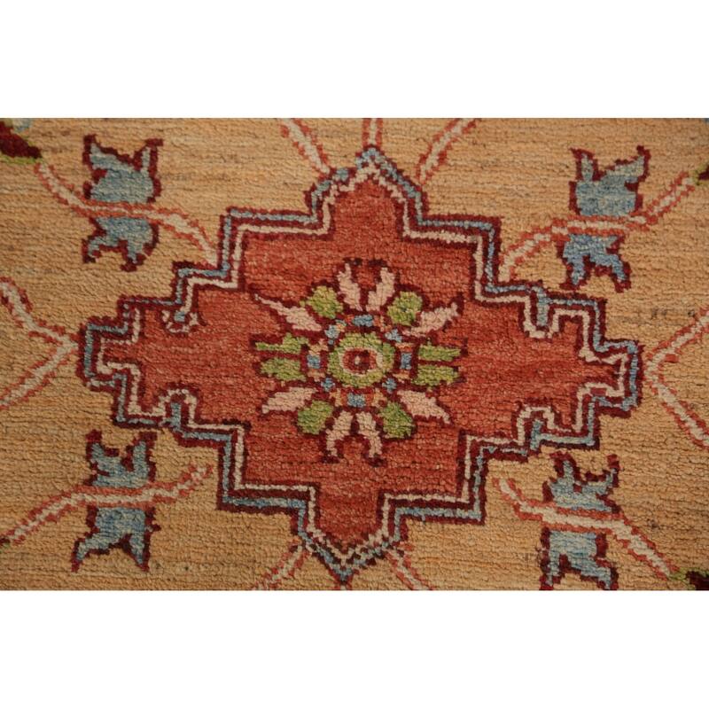 Vegetable Dye Orange Heriz Serapi Oriental Rug Handmade Wool Carpet - 8'11"x 11'8"