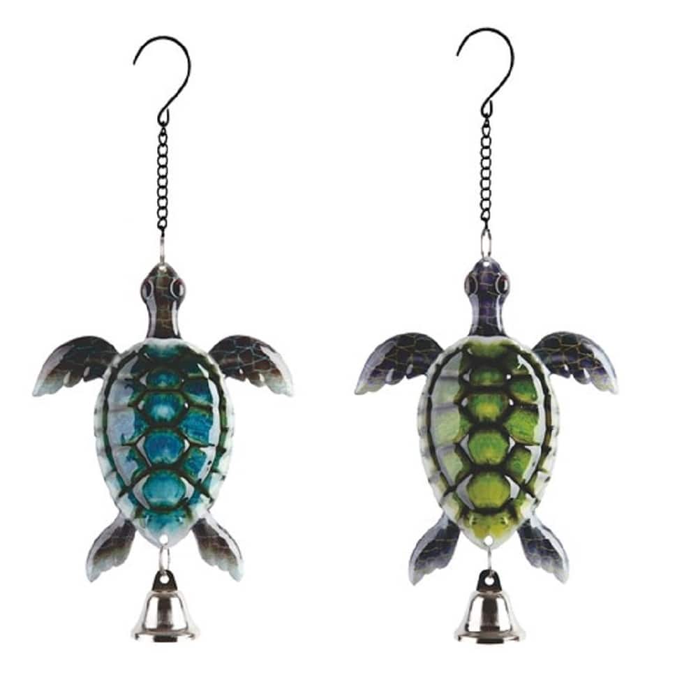 Q-Max 2-Piece Blue and Green Sea Turtle Ornaments 11" Long Home Decoration Marine Life Figurine