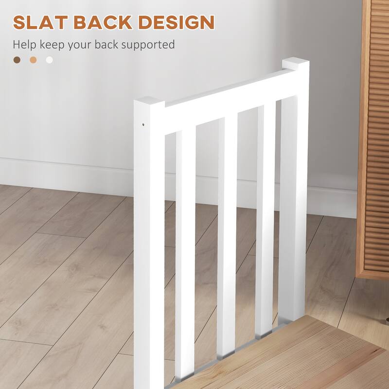 Farmhouse Armless Dining Chairs with Slat Back (Set of 4)