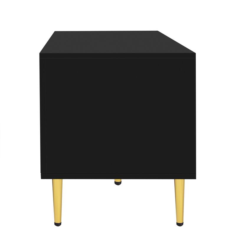 Roomfitters Modern TV Stand for up to 70 Inch TV, Entertainment Console with Cabinets and Shelves for Living Room