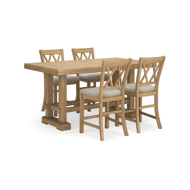 Signature Design by Ashley Havonplane Gray/Brown Counter Height Dining Table and 4 Bar stools