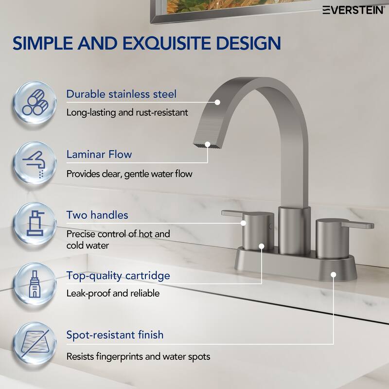 Double Handles 4 inche Centerset Bathroom Sink Faucet