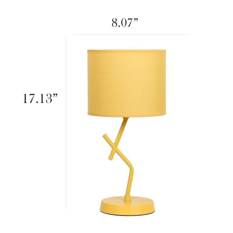 Modern Geometric Metal Table Lamp with Fabric Drum Shade for Bedroom Living Room Office Decor - 8.07” x 8.07” x 17.13”