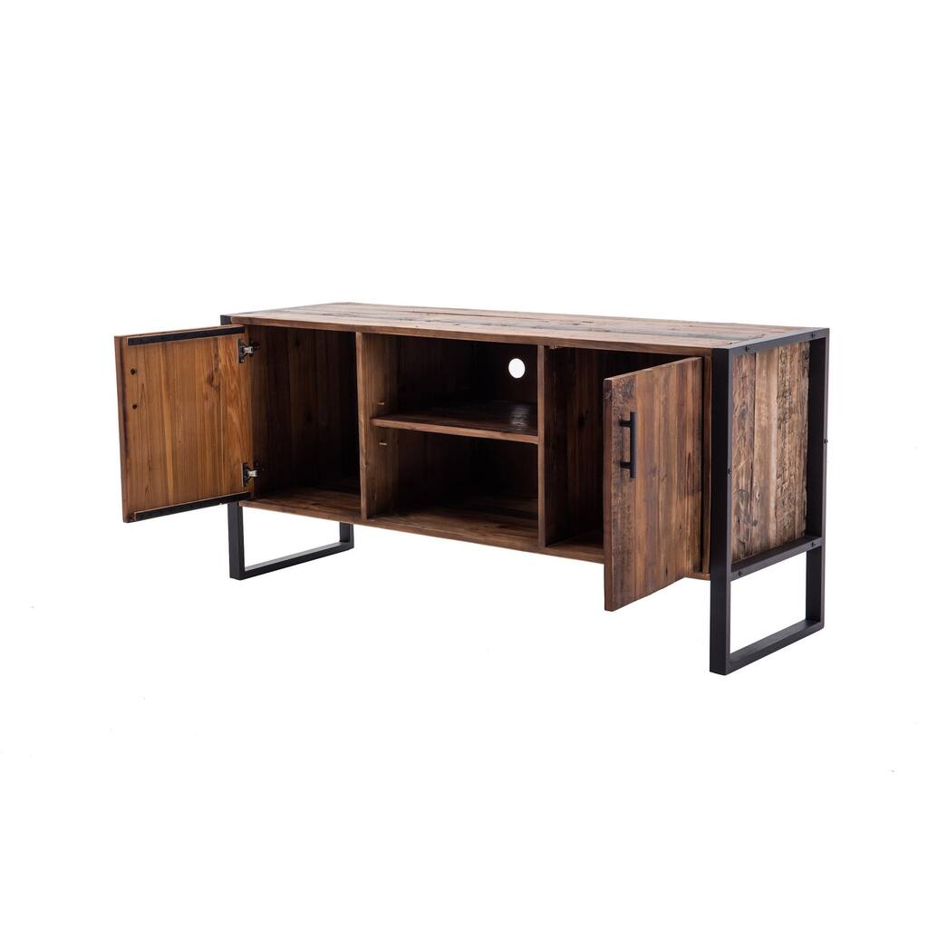 60" Reclaimed Wood and Metal TV Stand