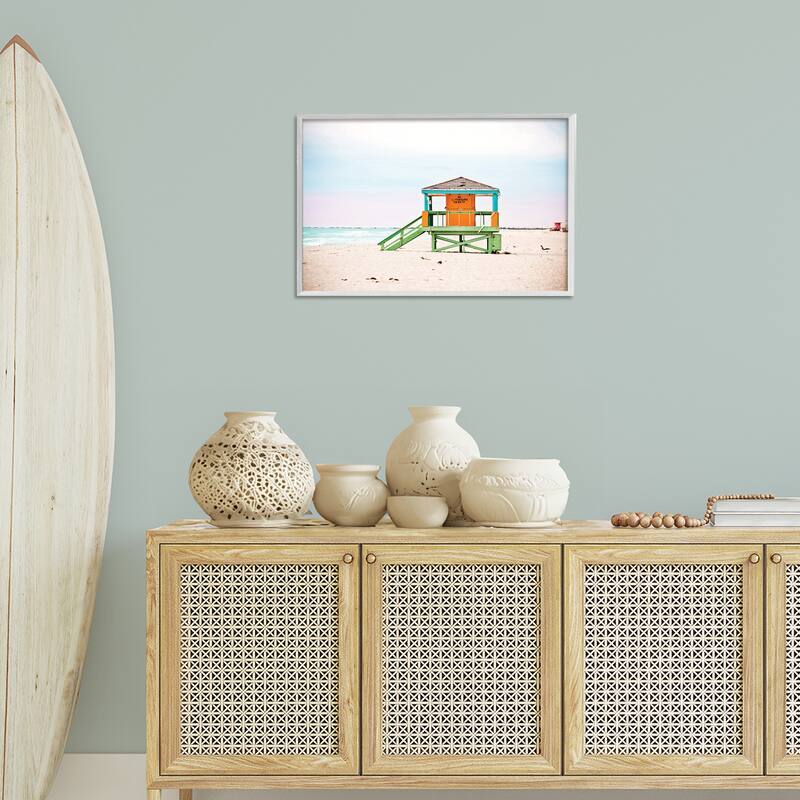 Stupell No Lifeguard On Duty Framed Giclee Art Design By Seven Trees Design