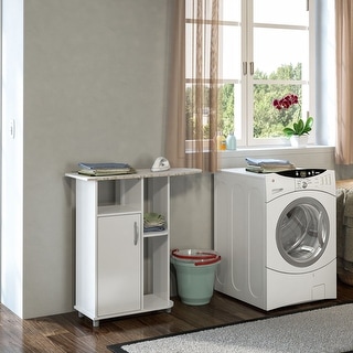 Boahaus Berlin Ironing Cabinet, White, 03 Shelves, 01 Door, Multipurpose