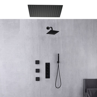 matte black 24 inch rain shower heads 4 way thermostatic shower system ...