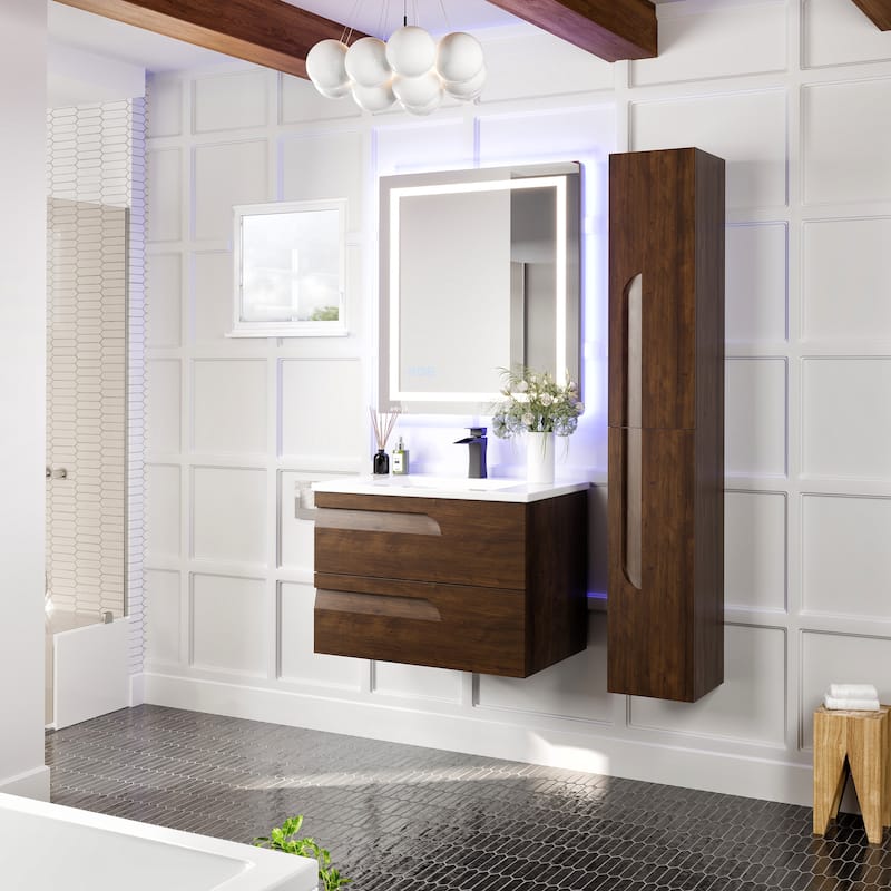 Eviva Joy 12"W x 10"D x 59"H Wall-Mounted Linen Cabinet