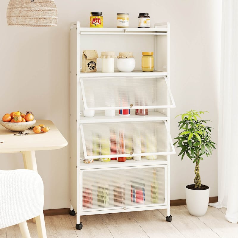 Costway 4-Tier Storage Cabinet with Door Freestanding Bathroom Cabinet - See Details