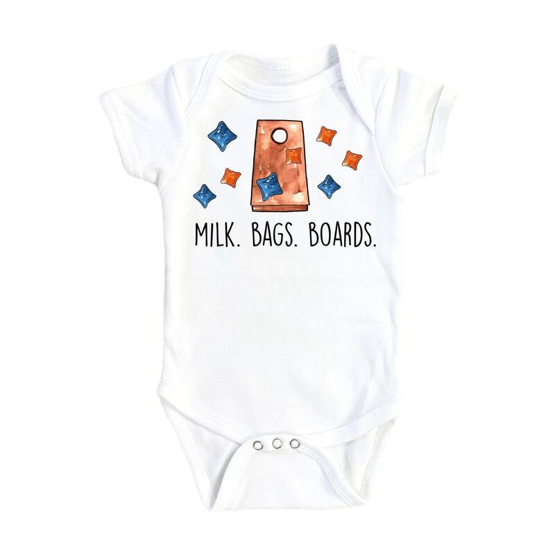 Cornhole Milk Bags - Baby Boy Girl Clothes Infant Bodysuit Funny Cute Newborn - White - 6-9M