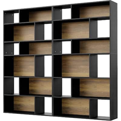 6-Tier Bookcase Bookshelf, 70.9" Tall Black Bookshelf Geometric Display Shelf