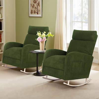 Accent Rocking Chair, Upholstered Nursery Glider Rocker for Baby and Kids, Comfy Armchair Lounger with Footrest