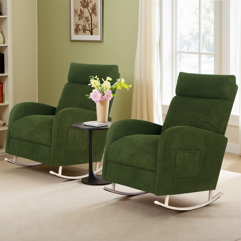 Accent Rocking Chair, Upholstered Nursery Glider Rocker for Baby and Kids, Comfy Armchair Lounger with Footrest
