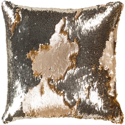 Chroma Metallic Modern Wheat Feather Down or Poly Filled Throw Pillow 18-inch