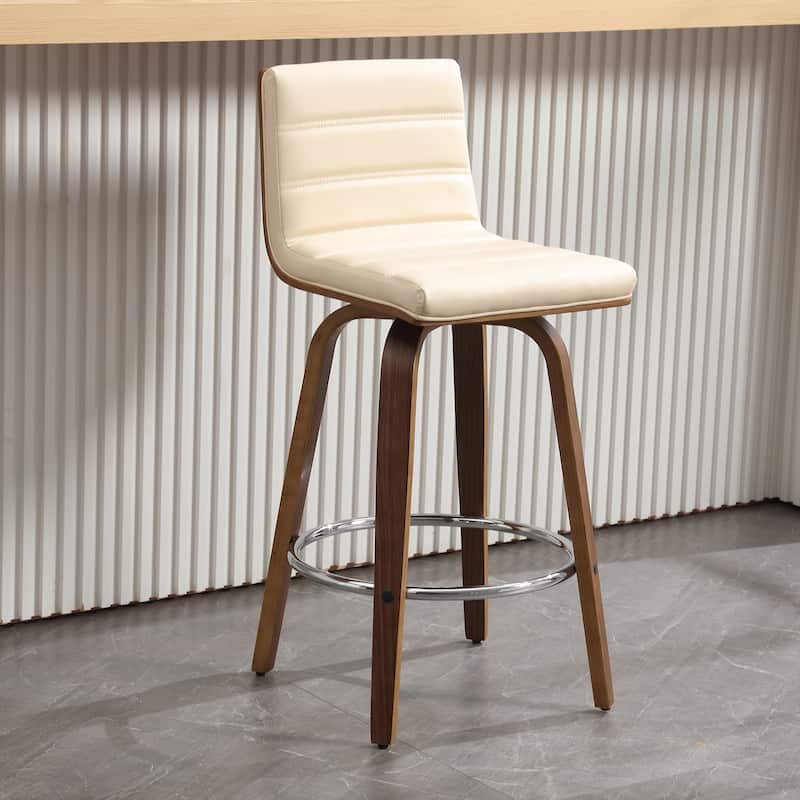 26"/29" Faux Leather Swivel Bar/Counter Stools, Set of 2/3 - Single - Cream - Counter Height