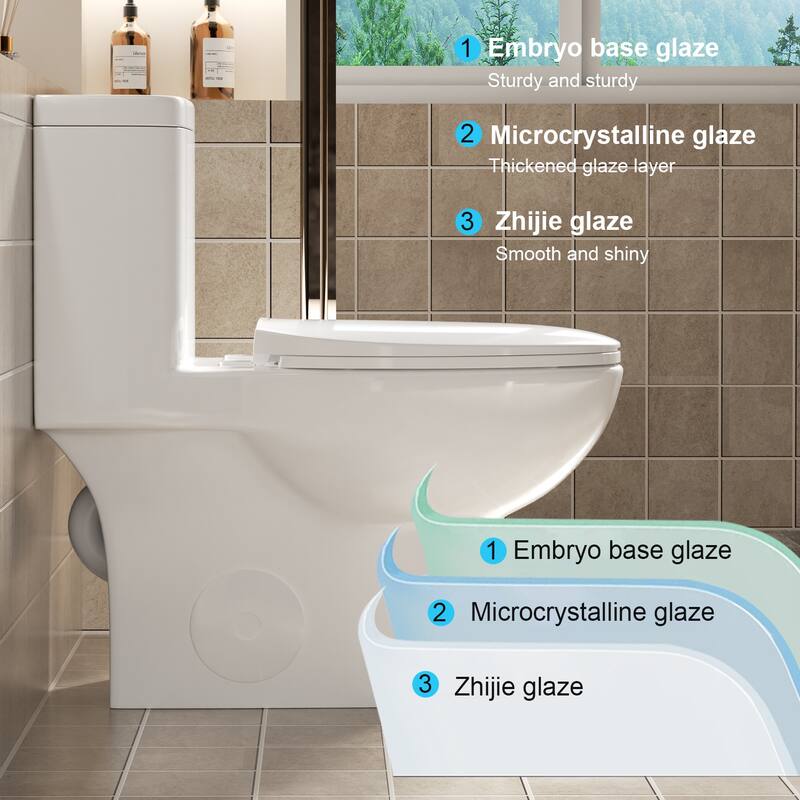 One Piece Tornado Flush Toilet ADA Height 17 Inch. Dual Flush 1.1 1.6 GPF. Rimless Bowl. Soft Close Seat