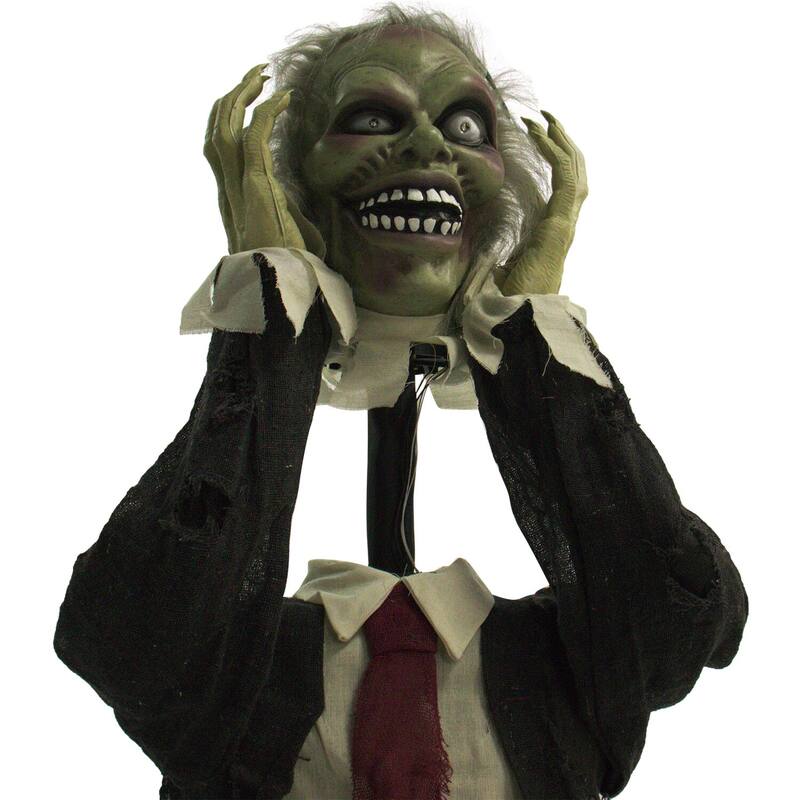 Haunted Hill Farm 22 In. Pop-Up Animatronic Ghoul, Indoor/Outdoor Halloween Decoration, Flashing Red Eyes, Battery-Operated