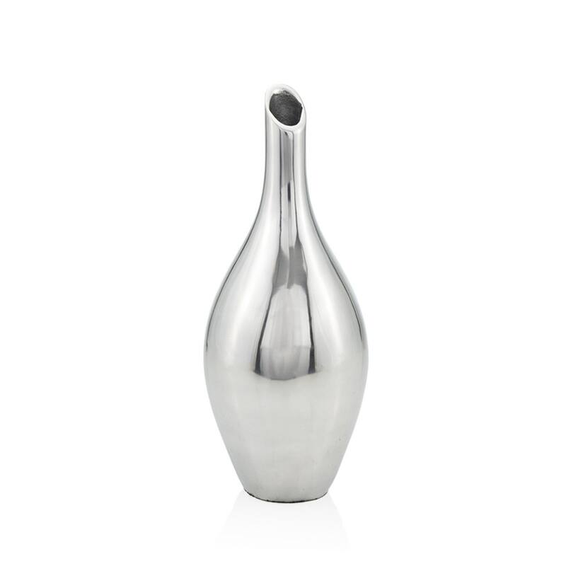 HomeRoots 16" Aluminum Silver Bud Table Vase - 6.5