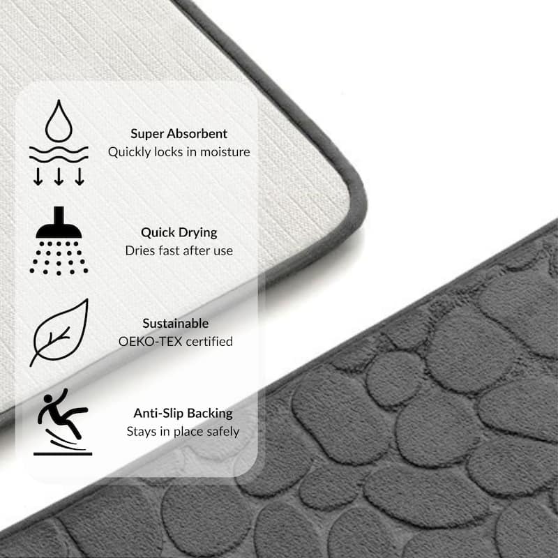 Memory Foam Contour Bath Mat Pebble Design 18x20