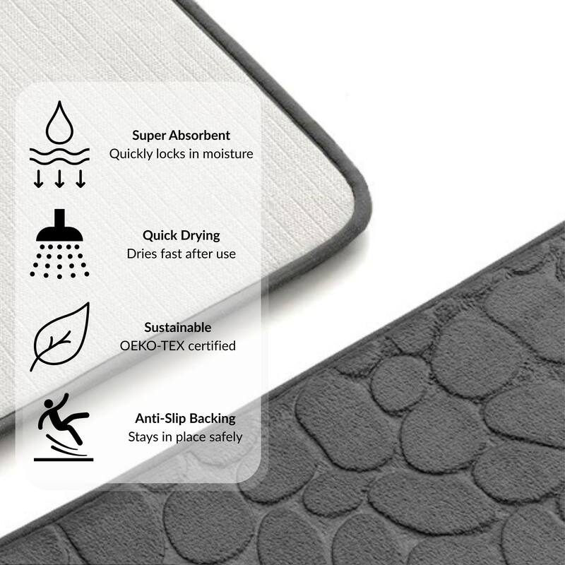 Memory Foam Runner Bath Mat Pebble Design 48x18