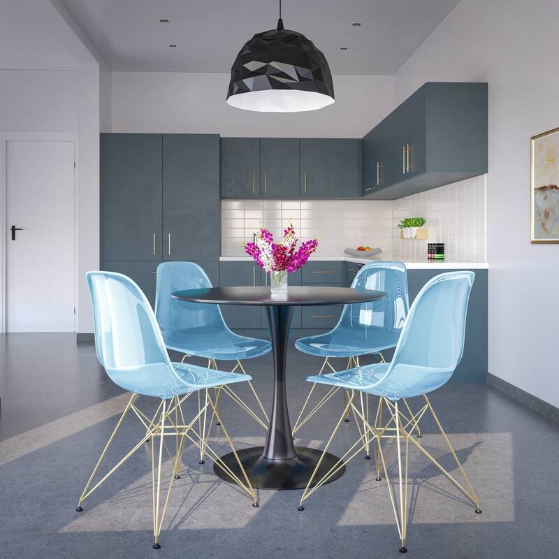 Crescro Set of 4 Acrylic Dining Banquet Side Chair in Gold Stainless Steel Frame for Indoor Outdoor Home Office & Kitchen