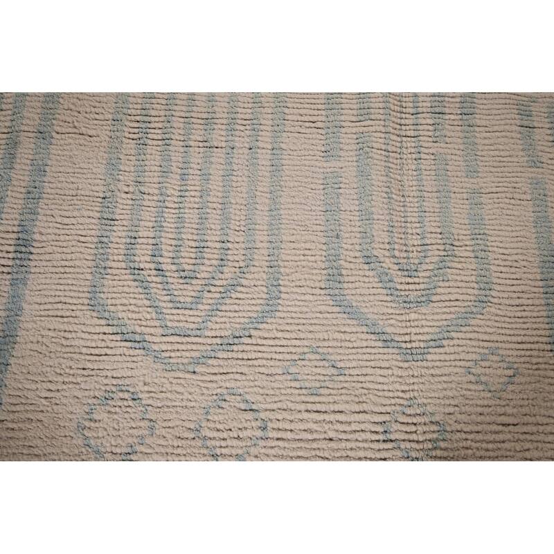 Ivory Moroccan Oriental Large Area Rug Hand-Knotted Wool Carpet - 12'0"x 15'3"