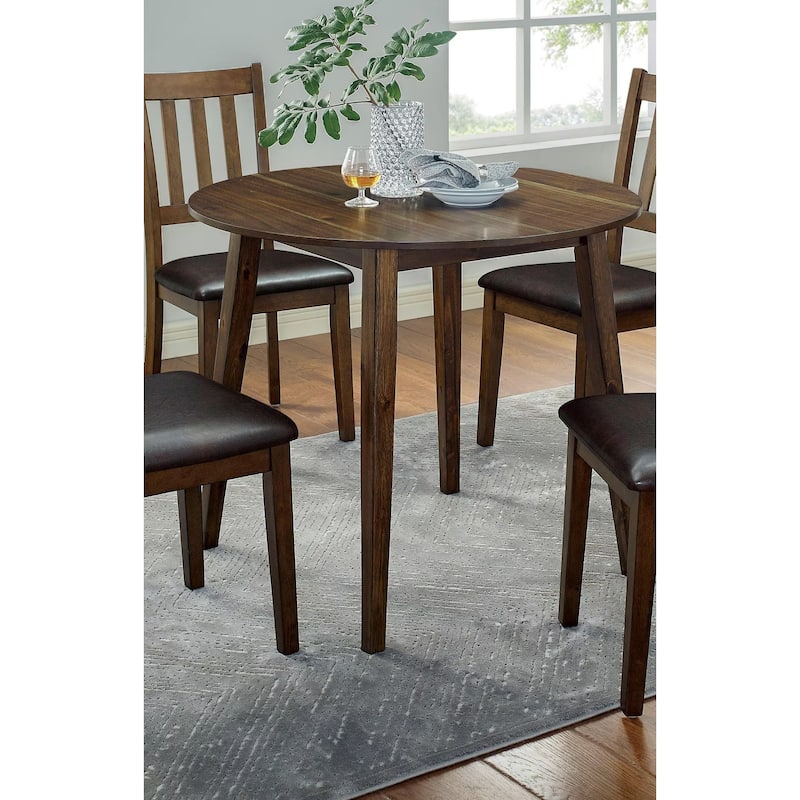 5 Piece Round Dining Table Set, Solid Wood Dining Room Furniture Set with Dining Table and 4 Side Chairs with Padded Seat