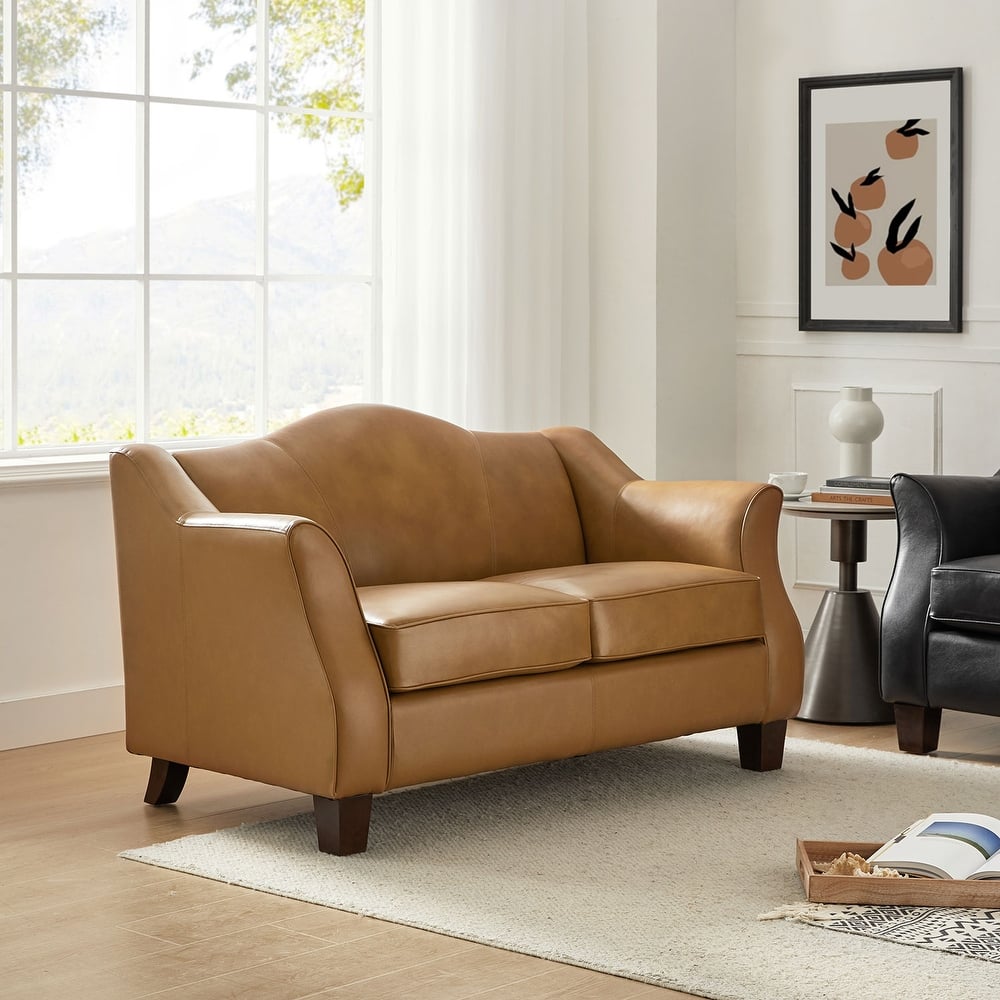 Franco Traditional 60" Wide Genuine Leather Sofa by HULALA HOME