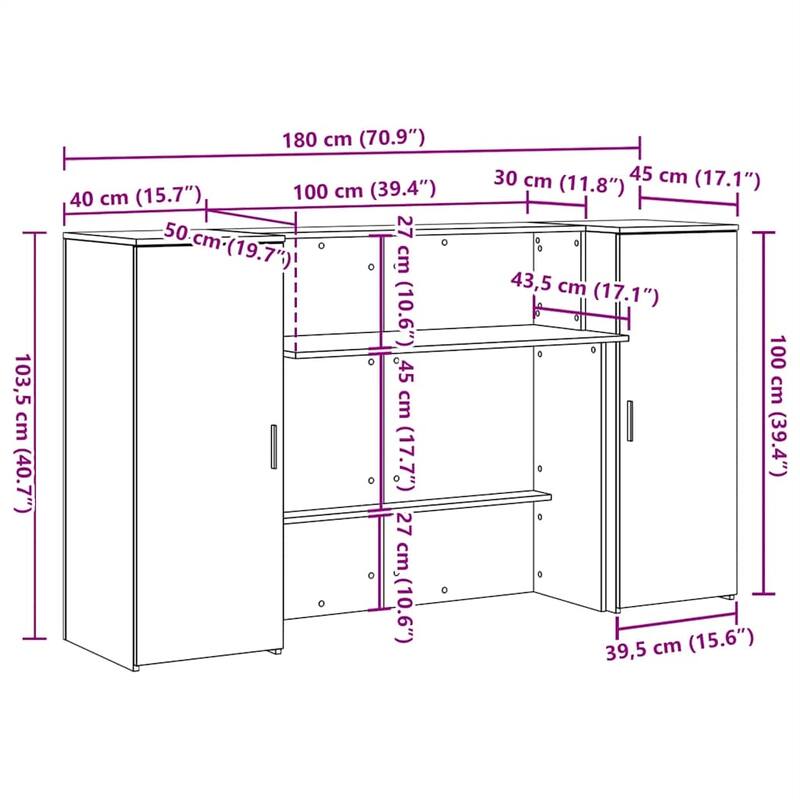 vidaXL Reception Desk White Engineered wood Large Reception Desk