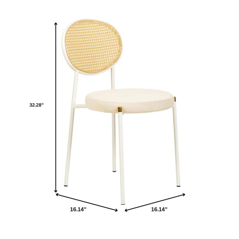 Leisuremod Euston Modern Dining Chair Upholstered Velvet or Leather Seat Wicker Back Accent Chair for Home Living Room & Kitchen