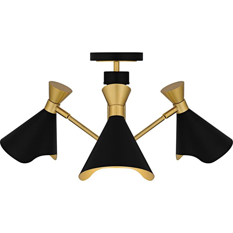 Arden 3-Light Matte Black Semi-Flush Mount
