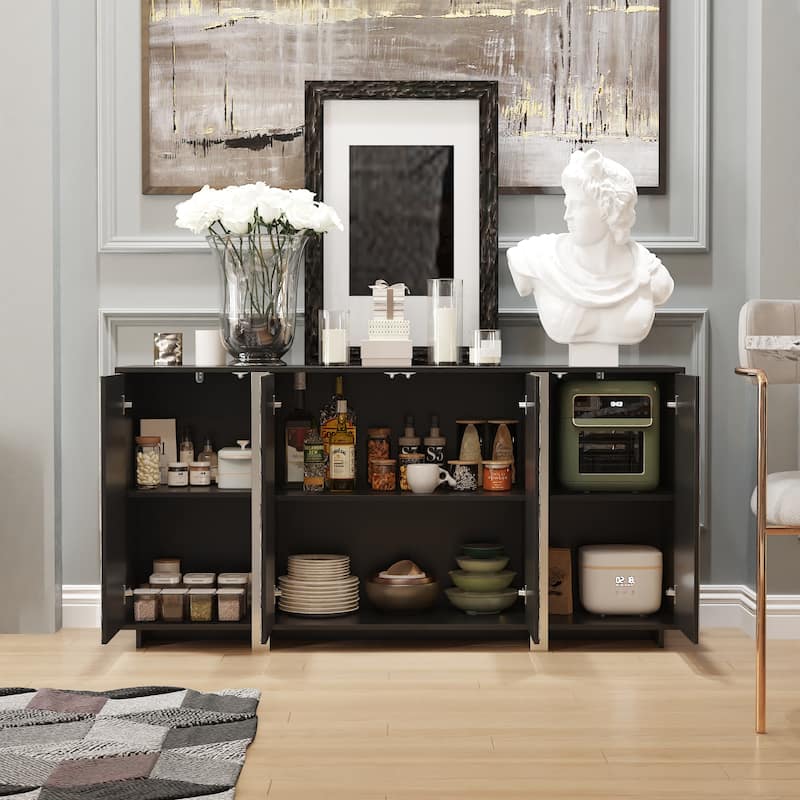 Stylish Storage Buffet: Ample Shelving and a Contemporary Design for Organized Dining Areas