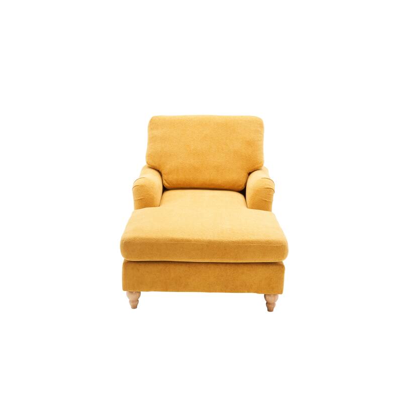 Modern Mid-Century Yellow Foam Chaise Lounger Sofa