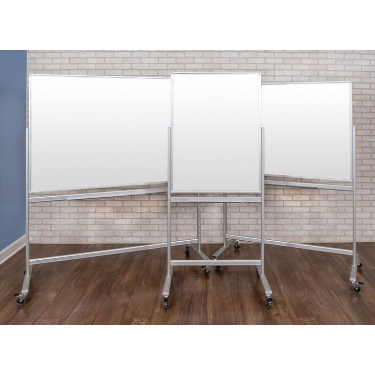 Luxor 48"W x 36"H Double-Sided Mobile Magnetic Glass Marker Board