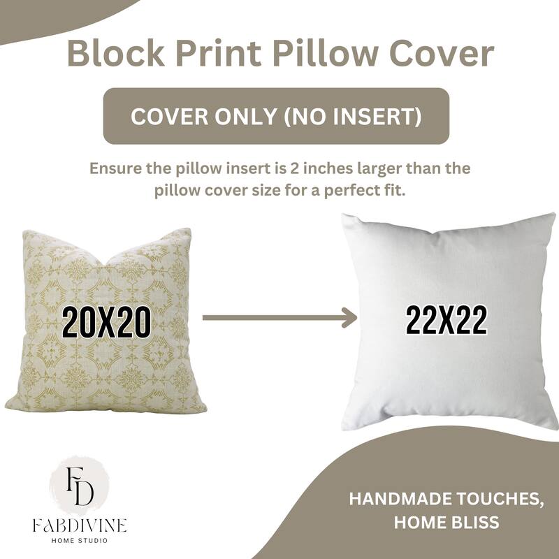 Fabdivine Rectangle Light Yellow Farmhouse Fall Décor Home Block Print Cushion Cover 12x20 Inches Floral Pillowcase, Chakravyuh