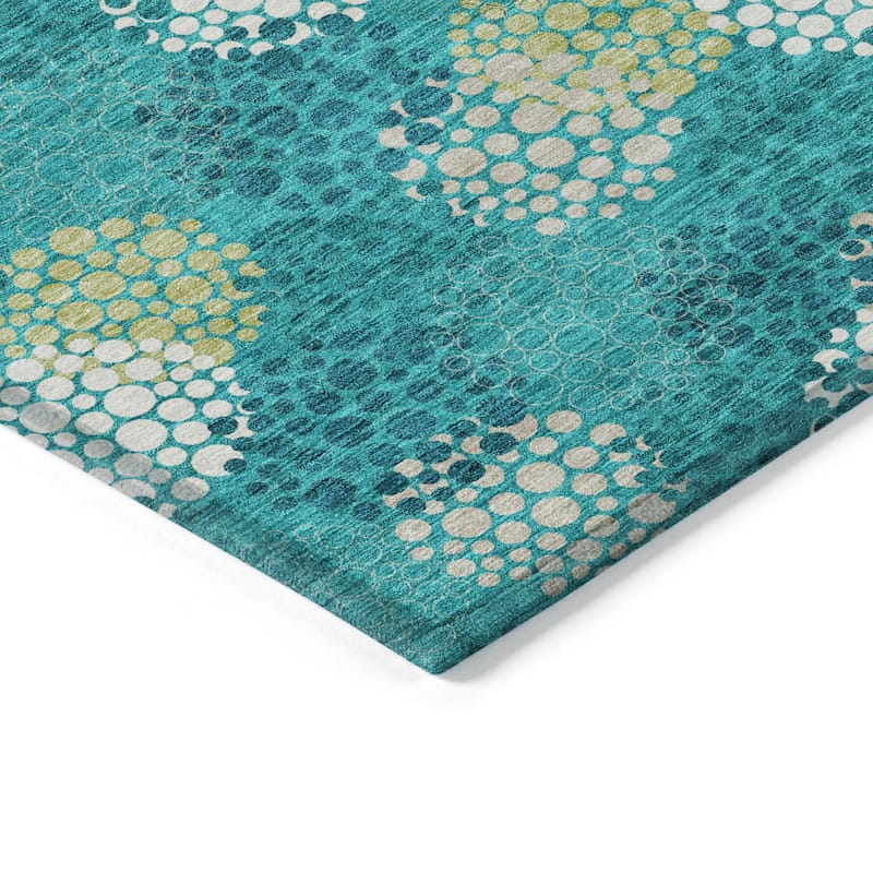 Machine Washable Indoor/ Outdoor Chantille Modern Bubbles Rug