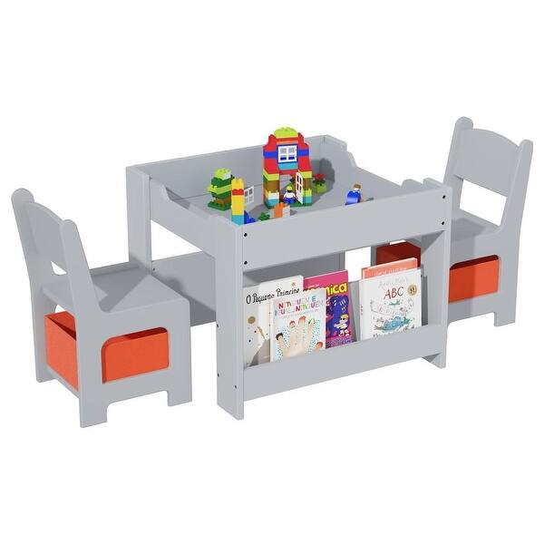 slide 2 of 10, 3 in 1 Activity Kids Art Table and Chair Set Grey